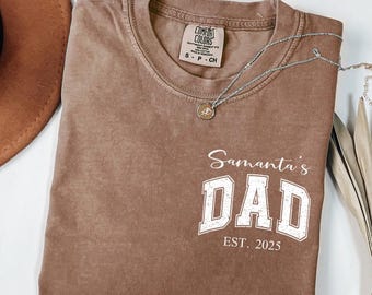 Comfort Colors Personalized Dad Shirt: Custom Kid Name Father's Day Tee