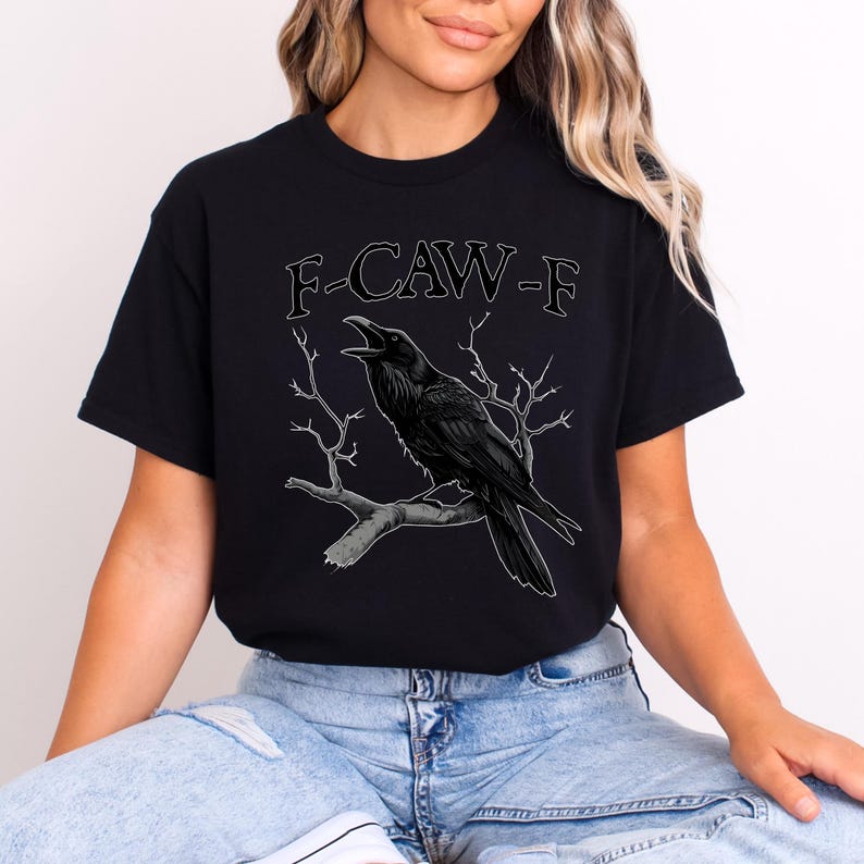 Funny Crow T-Shirt: Moonlit Raven Design, Autumn Style image 7