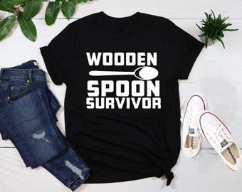 Wooden Spoon Survivor Mens Tshirt, Gift for Him,Funny Shirts,Sarcasm Shirt,Funny Italian Shirt,Humor Shirt,Expression Tee, Birthday Tee.