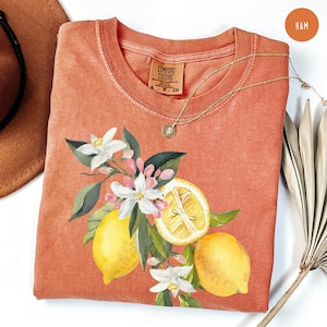 Comfort Colors® Vintage Lemon Graphic Shirt, Aesthetic Fruit Shirt,Aesthetic Summer T-Shirt, Fresh Organic Vibe Tee,Retro Citrus Fruit Shirt