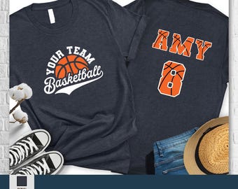 Personalized Basketball Shirt, Custom Basketball Mom Shirt,Game Day Basketball Shirt,Mascot Name and Number Basketball Shirt,Custom Name Tee