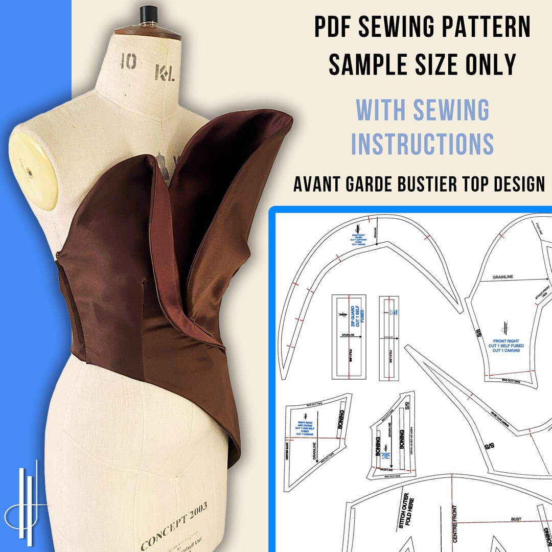 Avant Garde Bustier Top Sewing Pattern (PDF Pattern & Instructions) - Etsy