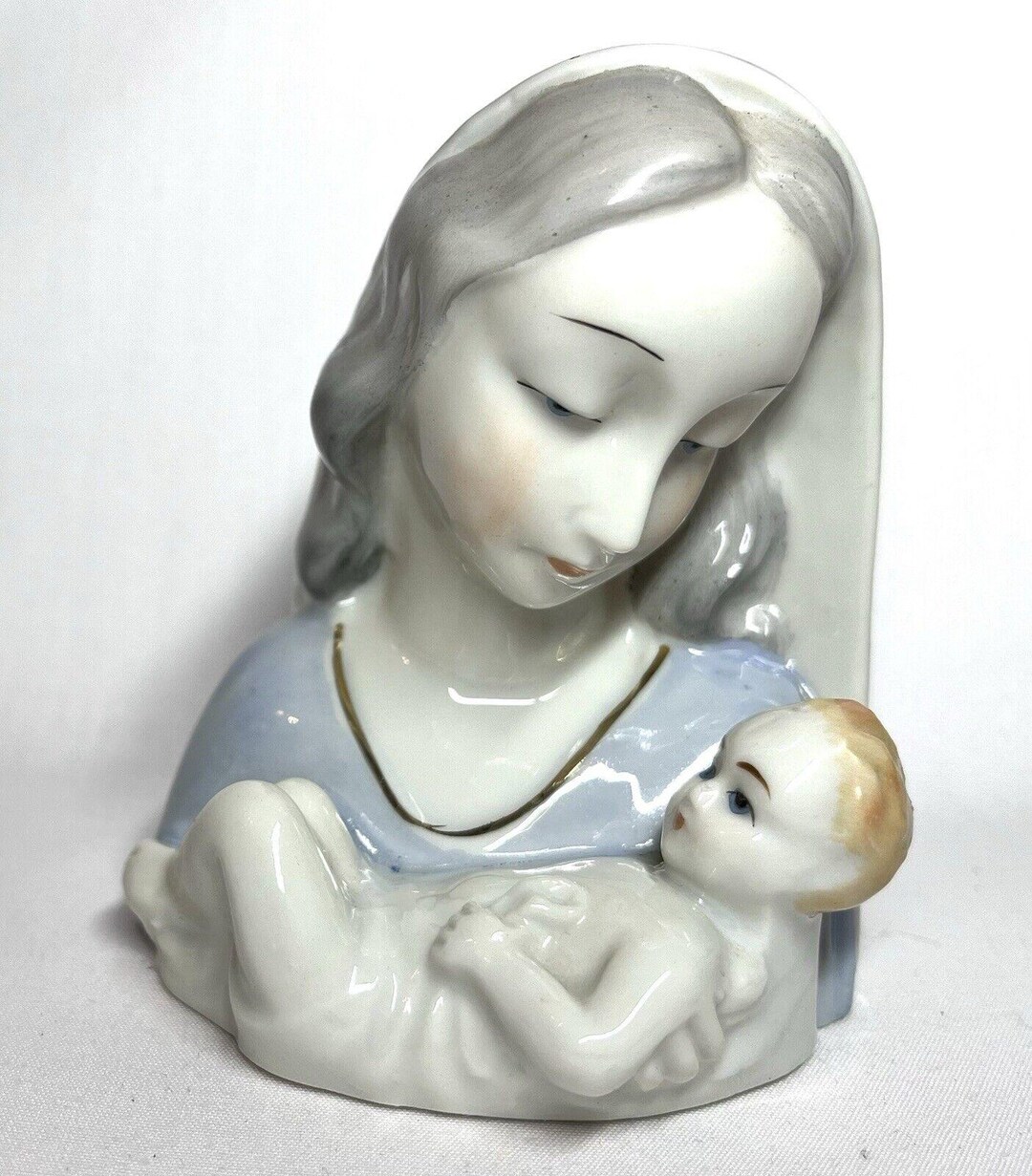 Vintage Porcelain Virgin Mary With Child Bust ART Made in Japan - Etsy