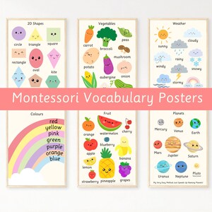 Pósteres de vocabulario educativo // Imprimibles para el hogar y la escuela, descargas Montessori, decoración de guarderías, primeros años, preescolar, dormitorio de niños, juegos
