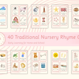 Watercolour Nursery Rhyme Flashcards: Early Learning Phonics (PDF Downloadable Printable