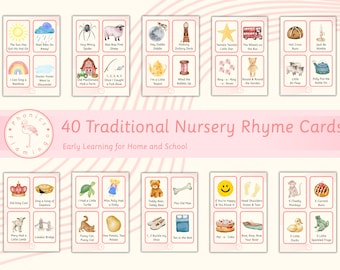 Watercolour Nursery Rhyme Flashcards: Early Learning Phonics (PDF Downloadable Printable