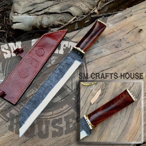 Carbon Steel SEAX Knife With Leather Sheath Gift For Him, Birthday Present, Anniversary Gift, Christmas Present Personalized gift