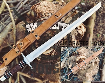 Ideal Gift For Men, Viking Round Handle Damascus Sword, Hand Forged Sword, Long Sword, Swords, Real Sword, Gift for Groomsmen, Wedding gifts