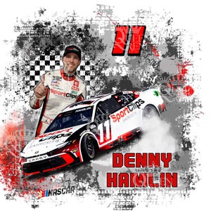 Denny Hamlin Nascar digitales Bild zur Sublimation auf Bechern, Shirts & mehr.  Hochauflösende PNG / JPEG-Autorennen großartig