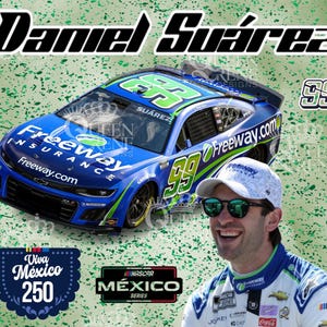 Daniel Suarez NASCAR Cup Series digitaal ontwerp voor bekers, shirts en meer.  PNG/JPG Nascars enige Mexicaans-Amerikaanse autocoureur