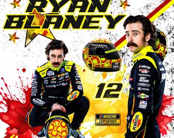 Ryan Blaney digital design for sublimation tumblers & more.  NASCAR cup series superstar