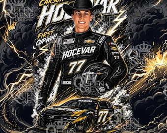 Carson Hocevar  First Win digital design for sublimation on tumbler, shirts & more.  Nascar's newest star.