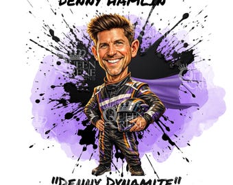 Denny Hamilin aka Denny Dynamite digital file for sublimation on tumblers & more.  Nascar driver extraordinaire
