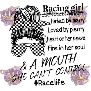Racing Girl Hated by viele digitales Design für die Sublimation auf Bechern, Shirts & mehr PNG / JPEG mit hoher Auflösung
