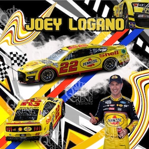 Joey Logano 2023 Nascar Cup Series digitaler Wrap für Sublimation auf Bechern und mehr.  PNG/JPeg 300 DPI Stock Car Rennfahrer