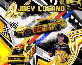 Joey Logano 2023 Nascar Cup Series digital wrap for sublimation on tumblers and more.  PNG/JPeg 300 DPI Stock Car Racing driver