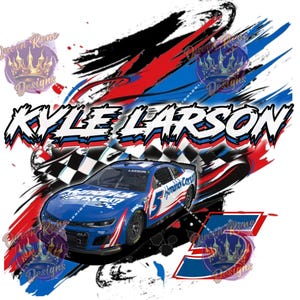 Kayle Larson-patchsublimatie op shirts, bekers en meer.  PNG/JPEG high-res Nascar-coureur superster