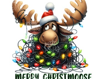 Merry Christmoose digital image for sublimation on tumblers & more.  PNG/JPEG 300 DPI Christmas fun!