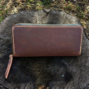 Cartera minimalista de cuero – Cartera triple con cremallera para hombre y mujer – Regalo personalizado hecho a mano – Preciosa cartera de cuero