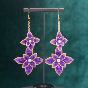 Orecchini Mardi Gras Per Donna - Viola, Verde, Oro Con Perline E Fleur De Lis, Carnevale, Gioielli Festivi
