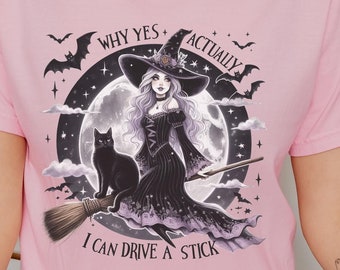 Vintage Glamour Witch T-Shirt, Retro Witch Tee, Gothic Witchy Fashion, Halloween Witch Shirt, Wiccan Witch T-Shirt, Witch Lover Gift, Fall