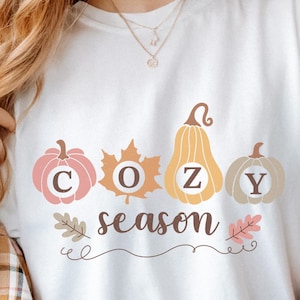 Cozy Pumpkins Seasons T-Shirt Comfort Colors | Fall Graphic Tee | Cozy Autumn tShirt | thanksgiving Outfit | Farmhouse Pumpkin Patch Shirt