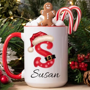 Personalized Santa Clause monogram Letters Mug, Christmas Coffee Cup, Custom Mug, Xmas Family Keepsake, Gift for Family Christmas