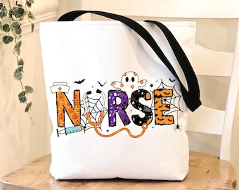 Gruselige Krankenschwester Halloween Einkaufstasche | Halloween Krankenschwester Geschenk | RN Tasche | Krankenschwester Tasche | Niedliche Krankenschwester Tasche | Krankenschwester Tasche für die Arbeit