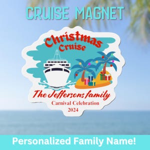 Personalized Christmas Family Cruise Magnet | Custom Holiday Cabin Door Decor | Festive Ship Vacation Gift | Christmas Cruise Keepsake