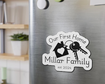 Personalized Family First Home Magnet | Custom Housewarming Gift | New Home Magnet Keepsake | Family Name Fridge Magnet | New Home Decor