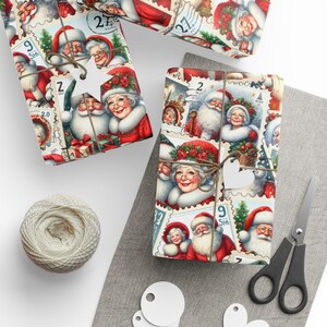Carta da regalo con francobolli vintage "Santa Claus" di Mr. e Mrs. / Carta da regalo natalizia / Carta da regalo per le feste / Carta da regalo festiva di Babbo Natale