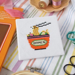 Ramen Mini Cross Stitch Kit – Beginner Food Stitching Project