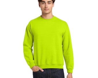 Gildan Unisex Heavy Blend Crewneck Sweatshirt, High Visibility Safety Workwear Safety Green Shirt