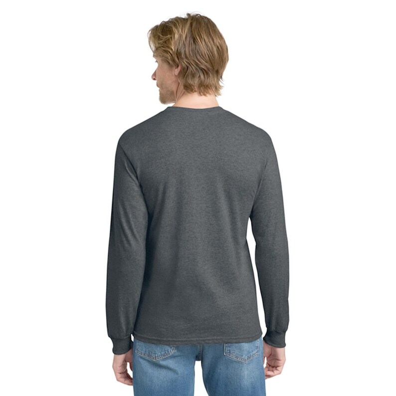 Gildan Heavy Cotton Long Sleeve T-Shirt - Bulk 6 Pack Dark Heather