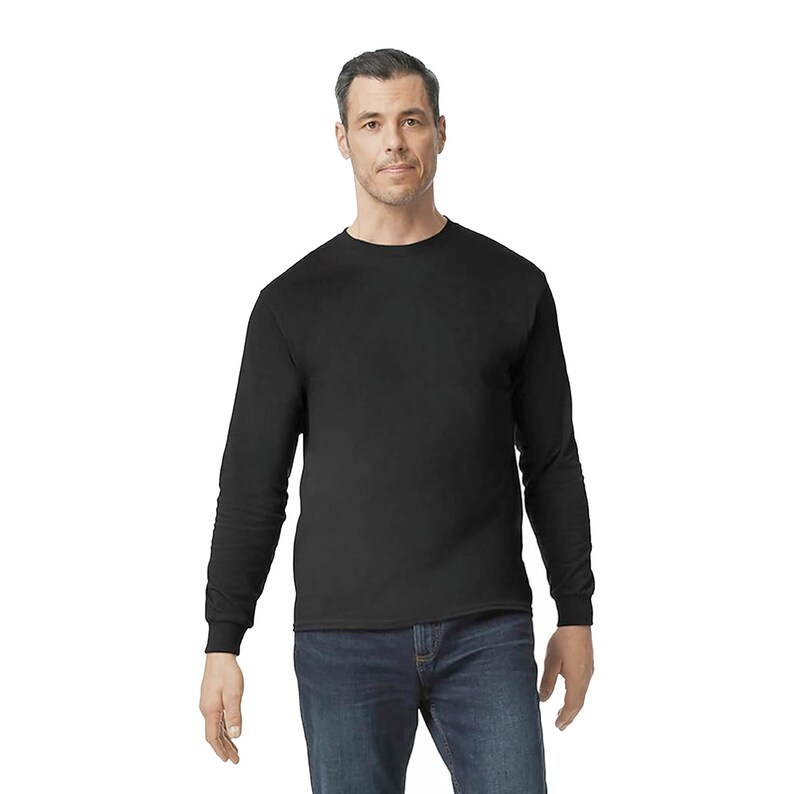 Gildan Heavy Cotton Long Sleeve T-Shirt - Bulk 6 Pack Svart