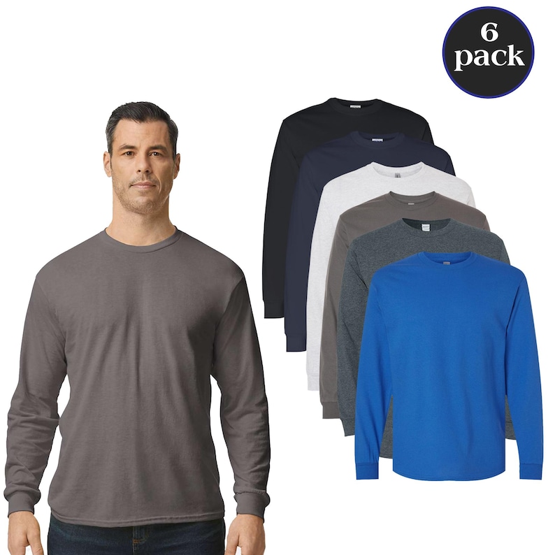 Gildan Heavy Cotton Long Sleeve T-Shirt - Bulk 6 Pack bild 1