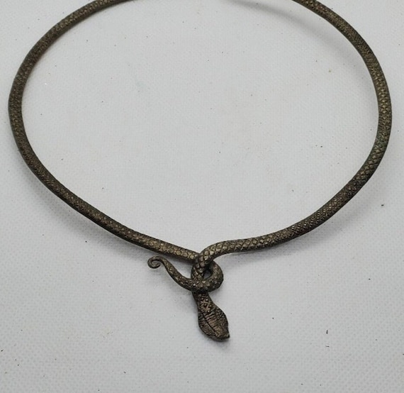 Vintage 1970s cobra snake choker handmade metal - image 1