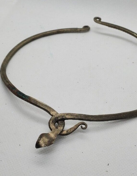 Vintage 1970s cobra snake choker handmade metal - image 4