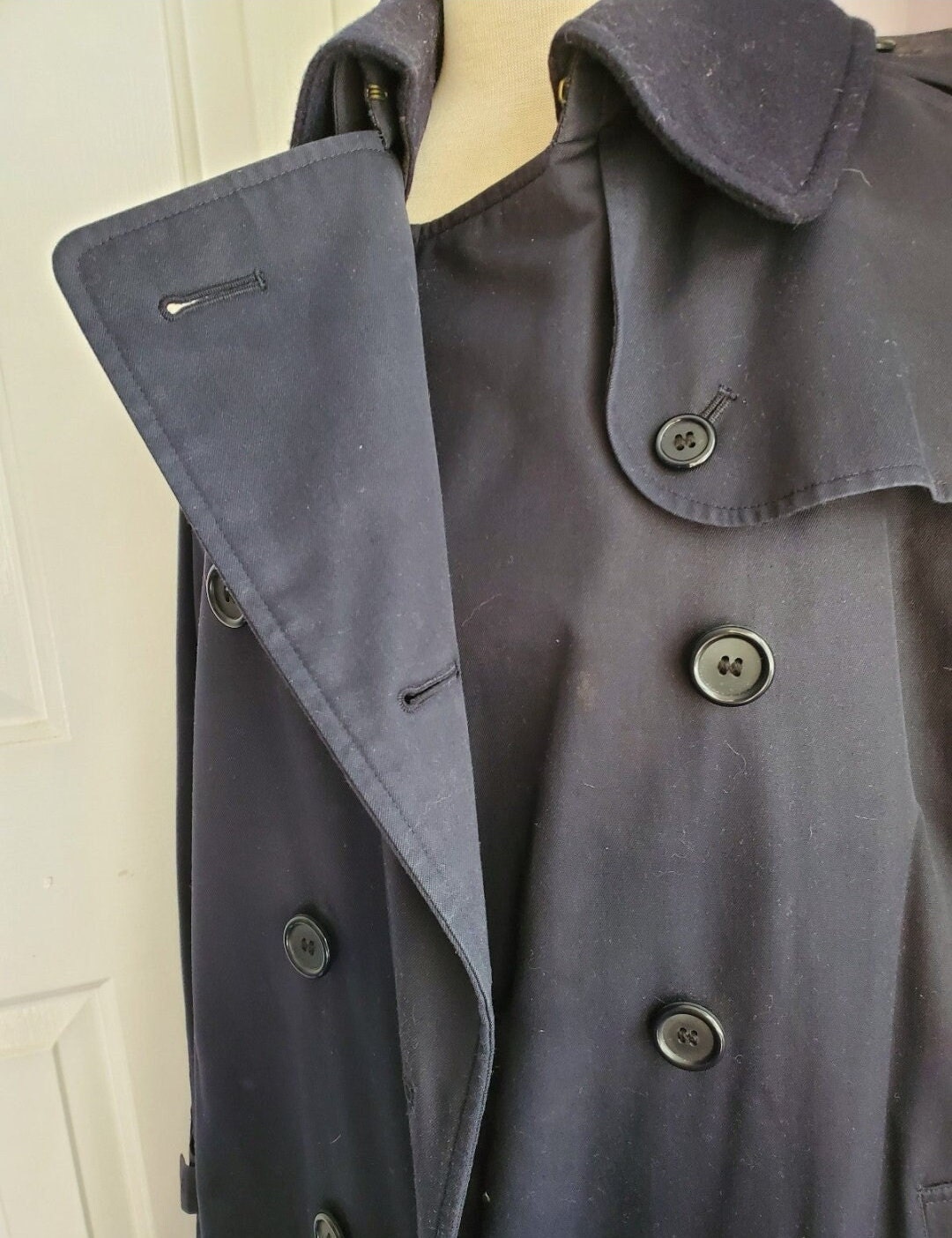 Navy blue burberry trench coat cheap
