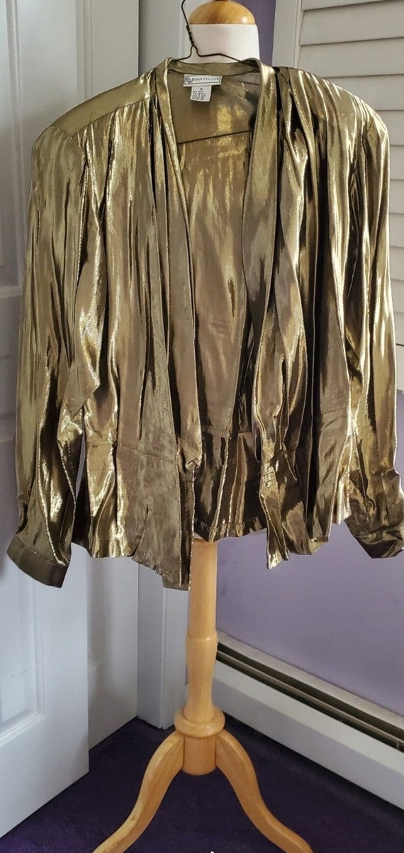 VINTAGE Evan Picone metallic gold blouse size 14