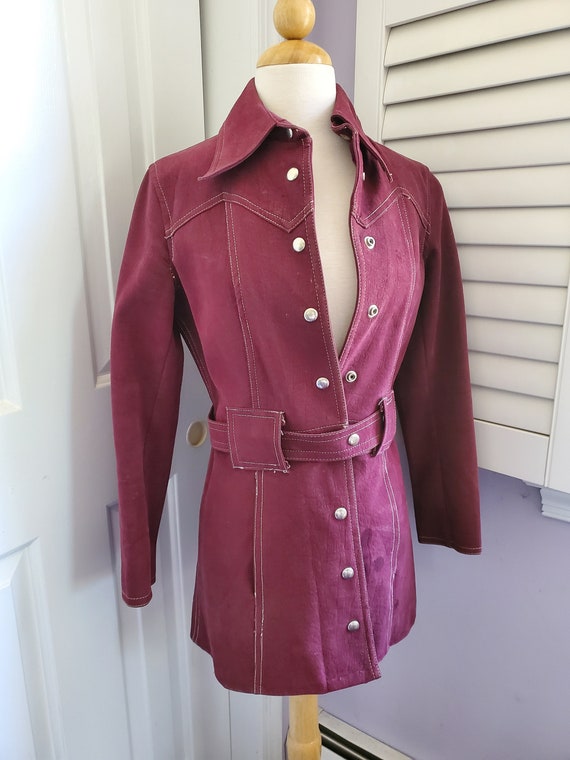 Vintage 1960s Suede Coat purple S - image 1
