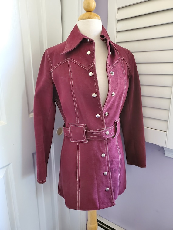 Vintage 1960s Suede Coat purple S - image 1