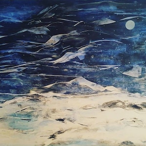 MOON & STARS original 24 x 30 painting on canvas