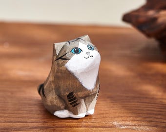 木彫りのかわいい招き猫手作り招き猫手芸店の室内装飾置物幸運の贈り物