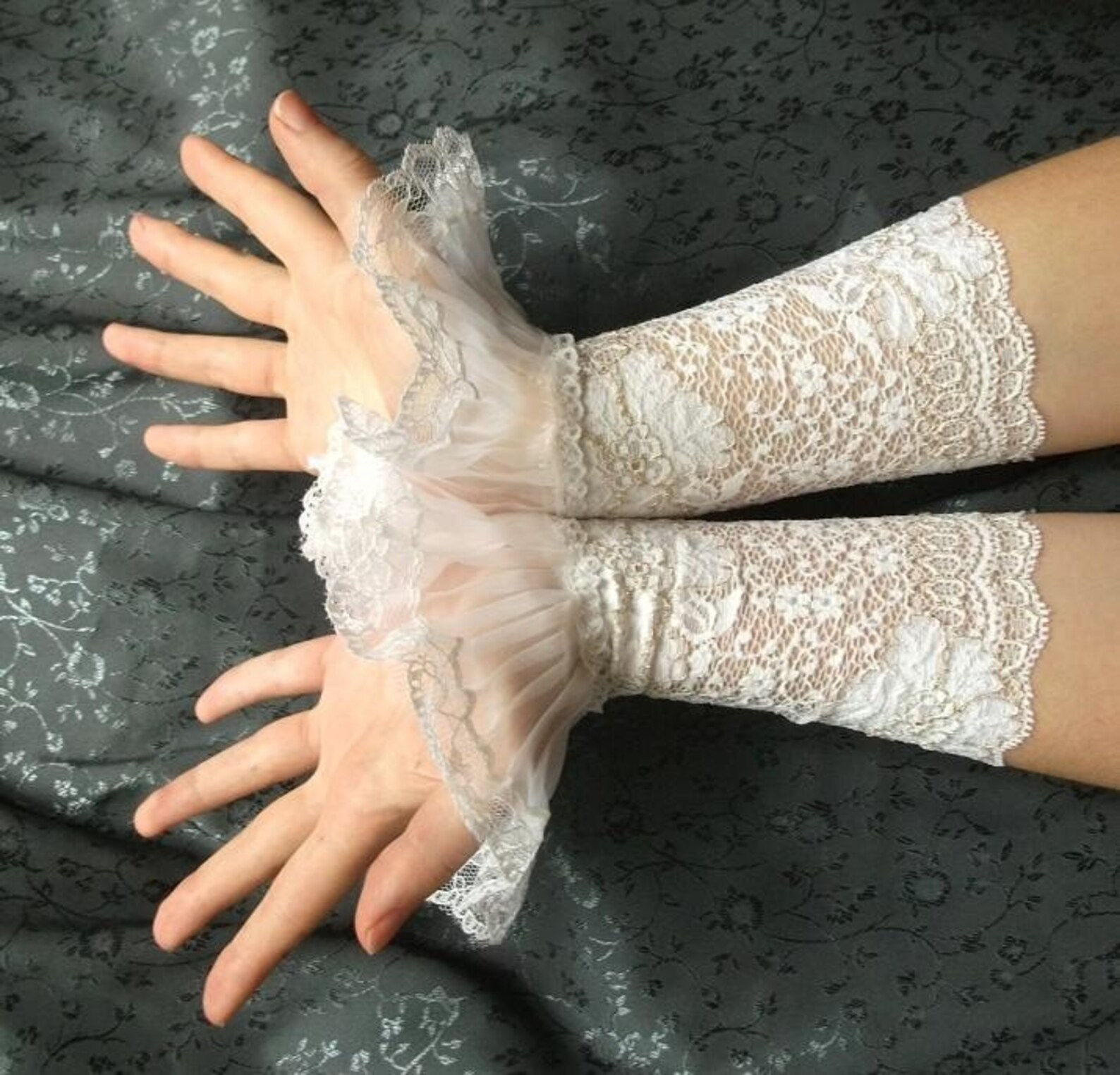 Bachelorette French lace white cuffs bridal lace cuffs bridal Etsy