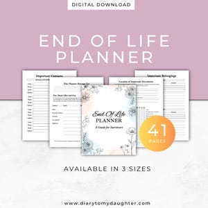 End of Life Planner | A Guide for Survivors | Legacy Organizer and Document Tracker |  Funeral Planning & Final Wishes Workbook