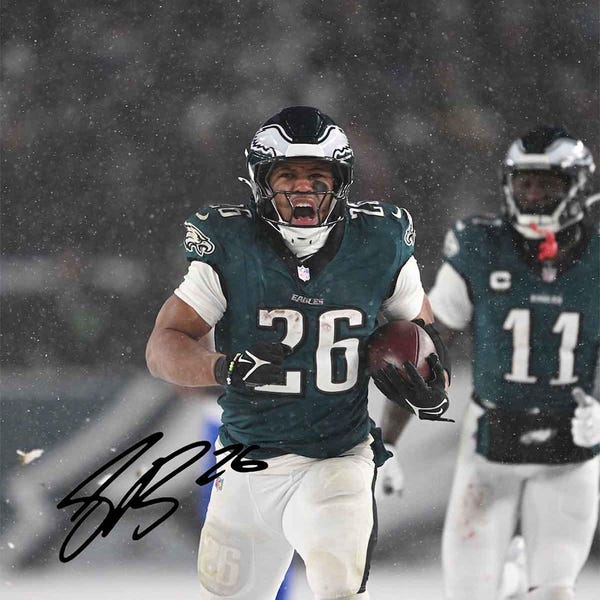 Saquon Barkley, juego de nieve con vallas, 8x10, 11x14, reimpresión fotográfica, águilas automáticas