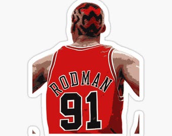 Dennis Rodman retro style Funny Sticker decal 90s bulls 4" Glossy jump