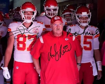 Patrick Mahomes Travis Kelce Andy Reid glossy Signed photo reprint 8x10  11x14