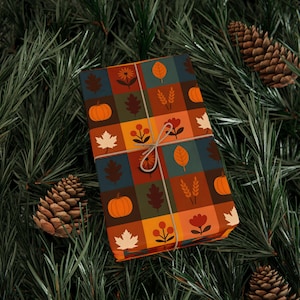 Autumn-Themed Wrapping Paper, Fall Gift Wrap, Seasonal Gift Wrap, Thanksgiving Wrapping, Cozy Decor